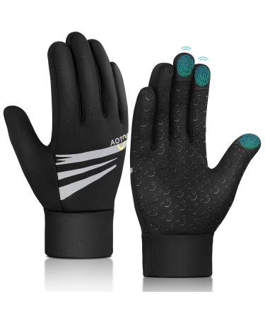Aotow children gloves winter bicycle gloves-touchscreen winter gloves bike children's gloves warm windproof fleece riding gloves with anti-slip for 4-12 years young girl black black XL (10-12 years) - Buy Online on GoSupps.com