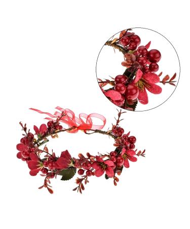 Christmas Headband Flower Crown with Red Berry & Pine Cone - Woodland Wedding Halo - Buy Online on GoSupps.com
