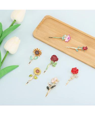 Blonde Flower Metal Hair Accessories - 7 Pcs Bobby Pins for Women and Girls - Buy Online on GoSupps.com