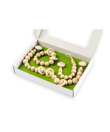 Eco-Friendly Baby Gift Set | Sustainable Wooden Toys Pacifier Chain & Rattles for Boys & Girls | Neutral Baby Equipment by Green Bambino - Buy Online on GoSupps.com