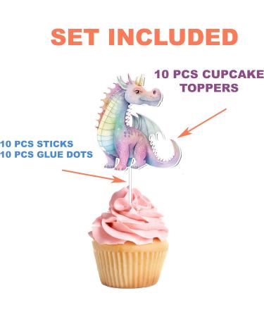 10 PCS Party Pink Dragons Cupcake Toppers - Enchanting Delights for Your Celebration! - Buy Online on GoSupps.com