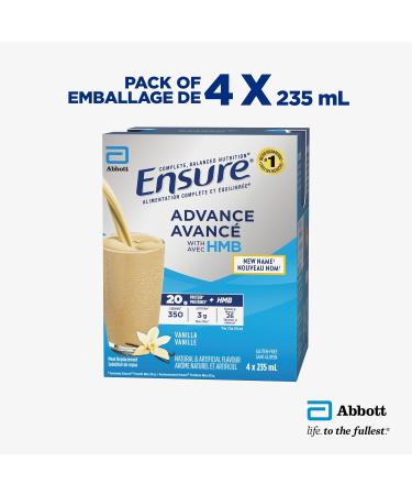 Ensure Advance Meal Replacement Shakes Protein Shakes With 20 g Of Protein To Help Build Muscle Vanilla 4 x 235-mL Bottles - Buy Online on GoSupps.com