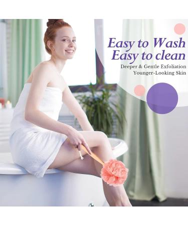 9 Pcs Long Handled Loofah Back Scrubber with Soft Mesh Sponges | Exfoliating Bath Sponge Set for Men and Women | Multicolored - Buy Online on GoSupps.com