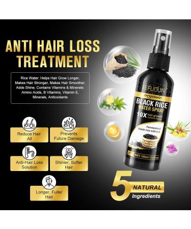 Vedora Organic Black Rice Water Spray - Hair Growth Solution with Castor Oil & Ginger for Thicker Fuller Hair | 100ml - 1 PC - Buy Online on GoSupps.com