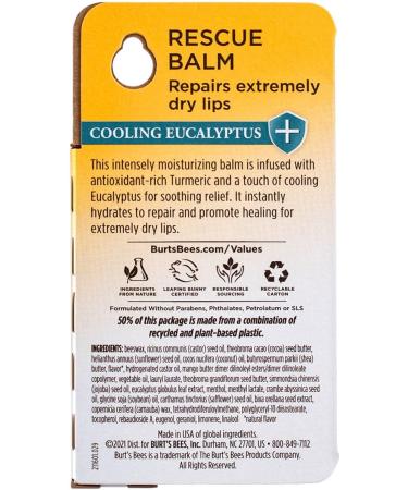 Burt's Bees Lip Balm Rescue Cooling .15 oz - Soothing Lip Care - Buy Online on GoSupps.com