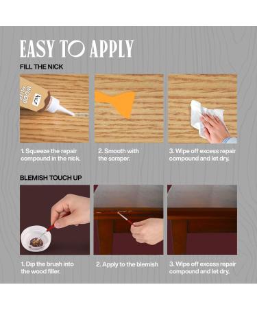 Katzco Furniture Repair Wood Fillers - Set of 25 - Resin Repair Compounds and Brushes with Plastic Scraper - For Stains  Scratches  Wood Floors  Tables  Desks  Carpenters  Bedposts - Buy Online on GoSupps.com