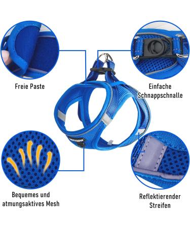 UVTQSSP Dog Harness for Small Dogs with Leash | Padded Puppy Harness in Dark Blue - Comfortable & Durable - Buy Online on GoSupps.com