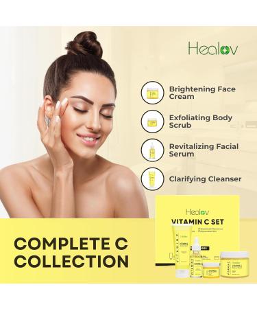 Vitamin C Skincare Set - Hydrating Cleanser Exfoliating Scrub Face Cream & Anti-Aging Serum - Brighten Dull Skin & Reduce Wrinkles - Travel Kit for Youthful Complexion - Buy Online on GoSupps.com