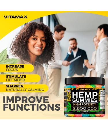 Vitamax Natural Hemp Gummies - 100ct Sugar Bears for Rest & Relaxation - Made in USA - Calming, Assorted Fruit Flavors - Buy Online on GoSupps.com