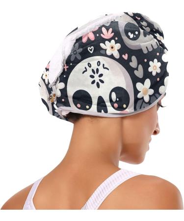 Skull Flowers Hair Towel 2 Pack | Super Absorbent Quick Dry Hair Turbans for Women & Girls - Buy Online on GoSupps.com