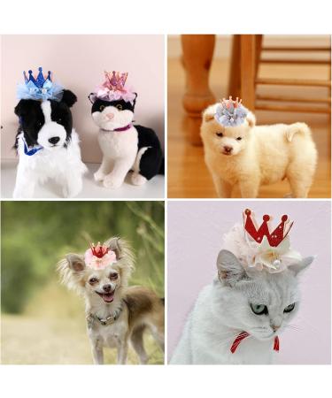 Dog Birthday Hat Pet Cat Birthday Hat Cute Lace Dog Crown Hat Headwear Caps Costumes for Small Medium Puppy Kitten Party Decorations (PINK) - Buy Online on GoSupps.com