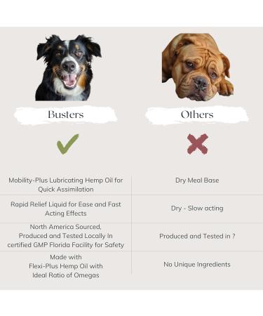 Buy Busters Hip and Joint Hemp Oil Formula for Dogs | Glucosamine Enriched Pain Relief & Mobility Support for Pets - Buy Online on GoSupps.com