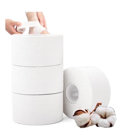 Athletic Sports Tape 4 Pack- - No Sticky Residue & Easy to Tear for Athlete & Sport Trainers & First Aid Injury Wrap Suitable for Bats Tennis Gymnastics & Boxing(1.5in X 35ft) (White)