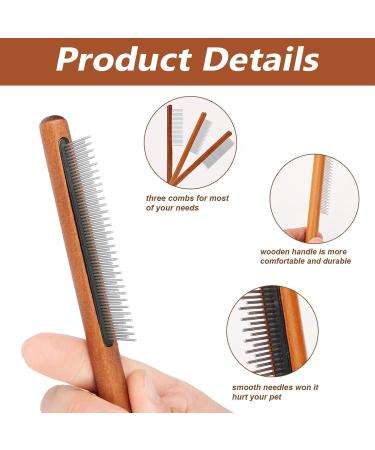 3Pcs Pet Flea Combs Flea Comb for Cats Flea Comb for Dogs Long & Short Cat Comb Steel Tooth Comb with Wooden Handle Solid Wooden Cat Flea Comb Lice Tick Comb for Cats Dogs Rabbits Tangled Hair(3 Size) - Buy Online on GoSupps.com
