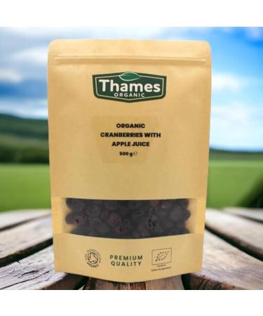 Organic Cranberries with Apple Juice-Certified Organic Non-GMO Vegan No Additives No Preservatives Resealable Bag by Thames Organic 1kg - Buy Online on GoSupps.com