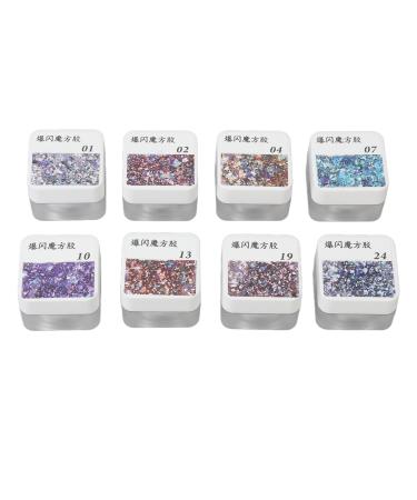Nail Polish Glue Set 8 Colors Glitter Sparkling Sequins Nail Art Gel Paint for Nail Salon