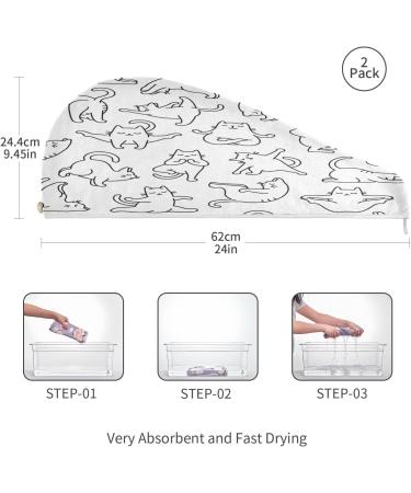 Cute Cat Dry Hair Cap Set | 2-Piece Quick Drying Towel & Button Headband | Super Absorbent & Soft Comfort - Buy Online on GoSupps.com