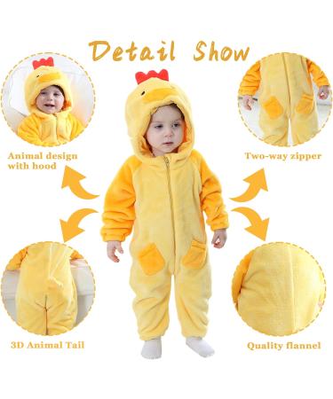 Doladola Baby Chick Hooded Onesie | Infant Pajamas Romper 6-12 Months - Buy Online on GoSupps.com