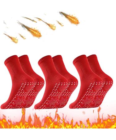 Afiz Tourmaline Slimming Health Sock Magnetic Self-Heating Socks Foot Massage Thermotherapeutic Sock Red One Size