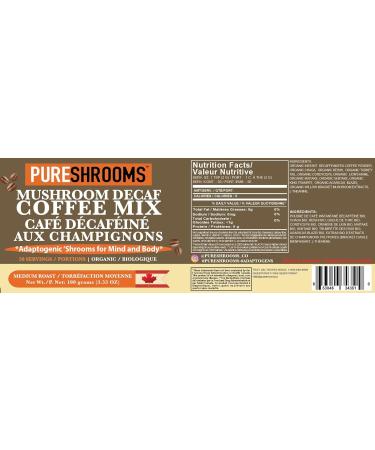 PureShrooms Organic Decaf Instant Mushroom Coffee | 10 Mushroom Superblend with Arabica Lion s Mane Reishi Cordyceps Chaga & More 50 Servings Vegan & Gluten Free - 100g (3.53oz) - Buy Online on GoSupps.com