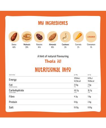 Nakd Carrot Cake Fruit & Nut Bars - Vegan, Gluten-Free Snack - 35g x 48 - Buy Online on GoSupps.com