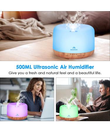 Miserwe 500ml Remote Control Essential Oil Diffuser with Timer - Waterless Auto Shut Off & Adjustable Mist for Home - Buy Online on GoSupps.com