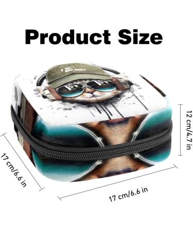 Cool Music Cat Women's Storage Bags - Large Menstrual Cup Pocket with Zipper Multi-Colored Inserts for Tampons & Pantyhose - Buy Online on GoSupps.com