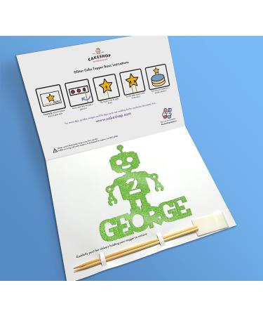 Cakeshop Cake Decoration Pack | Robot Alien Birthday Premium Double Sided Glitter Card Cake Topper & 25g Party Pack of Cake Sugar Sprinkles | Custom Name & Age Cake Decorations (Green) Non-Prime Glitter Card: Green - Buy Online on GoSupps.com