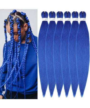 YDDM PRE Stretched Braiding Hair Extensions 20 inch 6packs Extensions Kunsthaar Braids Blue Hair Extension Art hair for braid Extension for Braids Jumbo Braids Hair (20 inches Blue#) 50.8cm-20 inches (6 Pack) Blue#