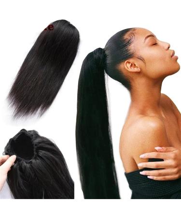 Braid Hair Extension Long Straight Ponytail Extension Real Human Hair Drawstring Ponytail Hairpiece Natural Color Remy Hair Clip in Straight Pony Tail Hairpiece Braid Ponytail Extension (Color : Na 24inches Natural Color - Buy Online on GoSupps.com