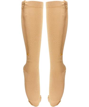 Buy Penrux Compression Socks with Zipper - 15-20 mmHg Medical Support Socks for Comfort & Skin Protection - S-M Skin Color - Buy Online on GoSupps.com