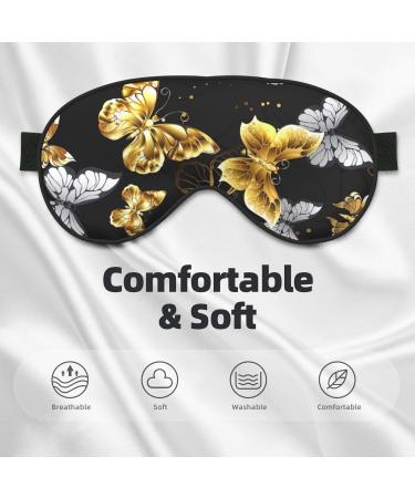 Buy Gold & White Butterflies Black Print Unisex Eye Mask | Soft Adjustable Sleeping Mask for All | International Shipping Available - Buy Online on GoSupps.com