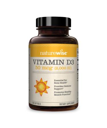 NatureWise Vitamin D3 2000iu (50 mcg) 1 Year Supply for Healthy Muscle Function, Bone Health, and Immune Support, Non-GMO, Gluten Free in Cold-Pressed Olive Oil, Packaging May Vary, 360 Count 360 Count (Pack of 1)