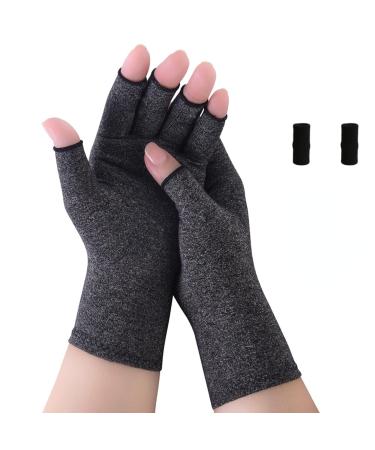 AovYoo 1 Pair Fingerless Arhritis Compression Gloves Raynauds Gloves Rheumatoid Osteoarthritis Wrist Supports -Hand Pain Relief (S Grey) S Grey (1 Pair)