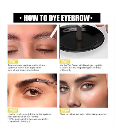 Eyebrow Dyeing Kit Professional Eyelash Eyebrow Dyeing Cream Sweatproof Waterproof Long-Lasting Eye Makeup Cosmetic Tool Dark Brown - Buy Online on GoSupps.com
