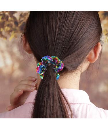 Amosfun Hair Scrunchies Sparkly Sequins Ponytail Holders Mermaid Hair Bands Hair Rope for Women Colorful - Buy Online on GoSupps.com