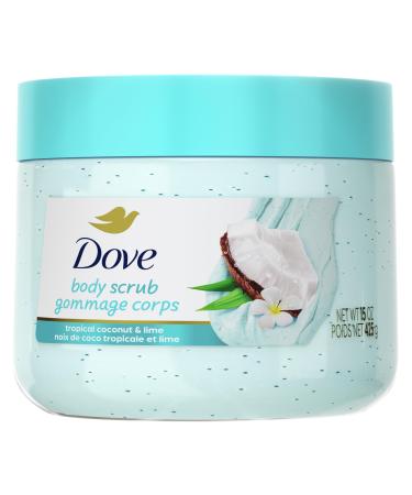 Dove Moisturizing Body Scrub Tropical Coconut For Exfoliated & Hydrated skin 15 oz