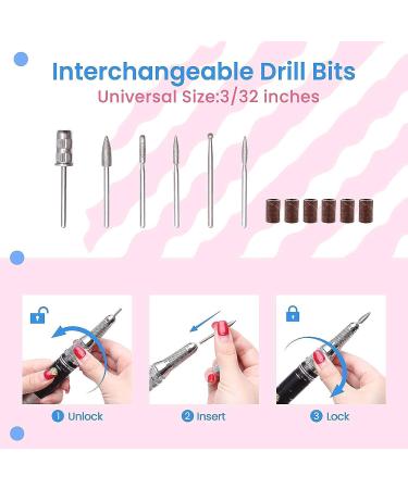 Delanie Electric Nail Drill Machine 35000RPM - Rechargeable, Portable & Professional E File Nail Drill for Acrylic Nails - Pink (6 Drill Bits Included) - Buy Online on GoSupps.com