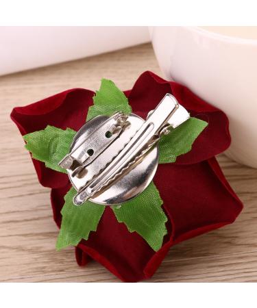 Lurrose 2 in 1 Large Rose Hairpin & Clip - Wine Red Flower Brooch for Women | Elegant Party Accessory - Buy Online on GoSupps.com