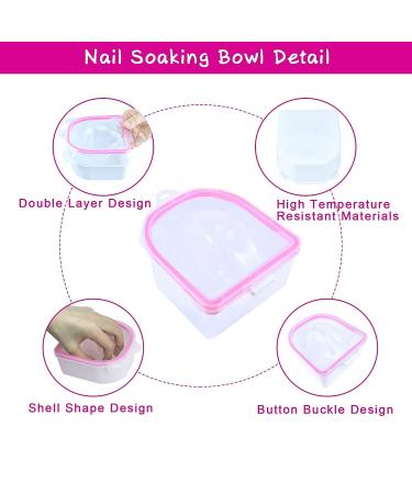 6-in-1 Nail Soaking Bowl for Gel Polish Removal - Acrylic Nails Manicure Kit with Cuticle Tools and Files - Pink - Buy Online on GoSupps.com