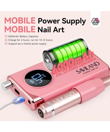 SAVILAND Electric Nail Drill - 40000RPM Professional Pink Nail Filer with 13 Bits for Acrylic Gel & Dip Nails | Home Salon Tool - Buy Online on GoSupps.com