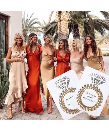 Bachelorette Party Hair Ties Set - Bridesmaid Proposal Gifts - Spiral Scrunchies for Bridal Shower/Wedding - Champagne Color - Pack of 7 - Buy Online on GoSupps.com
