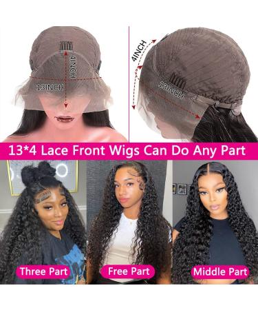 28 Inch HD Transparent Water Wave Lace Front Human Hair Wig for Black Women - Pre Plucked with Baby Hair, 180% Density, Deep Curly Style - Buy Online on GoSupps.com