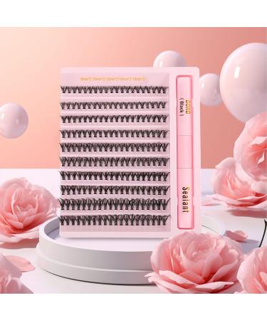 Poiuyoiu Individual Eyelashes Set with Bond & Seal Glue 30D Mixed 8-16mm Cluster Lashes 0.07D Curl Reusable DIY Extensions for Home Use - Buy Online on GoSupps.com