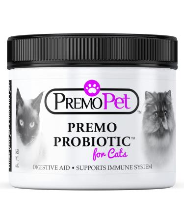 PROBIOTIC for Cats  120 Servings - Premo Pet  Digestive Aid Plus Prebiotics - Best for Diarrhea, Vomiting, Gas, Skin Conditions  Tasteless  Wheat & Dairy Free  GMP  Vet Approved