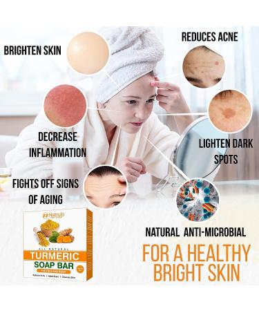 Natural Turmeric Soap Bar for Face & Body | Skin Brightening & Acne Reducing | Dark Spot & Scar Fading Soap | 5oz Bar for All Skin Types - Buy Online on GoSupps.com