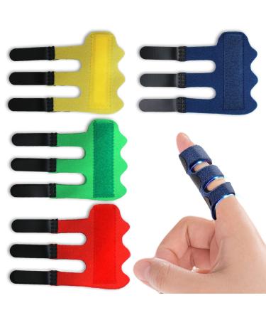 RonJea 4 Pcs Upgraded Trigger Finger Splint: Trigger Finger Brace Support with 3 Adjustable Fixing Belt, Finger Straightener for Middle/Ring/Index/Pinky/Thumb, Fits for Broken/Straightening/Arthritis