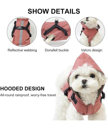 Petcute Dog Rain Jacket - Waterproof Windproof & Adjustable with Reflective Stripes for Small to Large Dogs - Rose Red - Buy Online on GoSupps.com