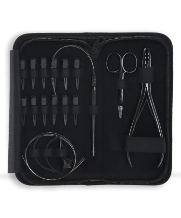 My Hair Tools Hair Extension Tools Kit Includes 2 HoleMicro Beads Microlink Crimping Plier  12pcs Sectioning Clips  Quick Parting Tool  Mini Multipurpose Scissor & C Type Needles Pulling Loop (Black) Stainless Steel copp...