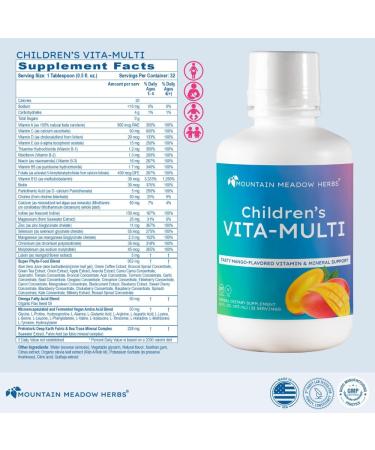 Mountain Meadow Herbs Children's Vita-Multi: Blended Vitamin & Mineral Supplement - Fast Absorbing Liquid Kids Vitamins with Fruits, Greens, and Eye-Protecting Lutein (16 oz.) Vita-Multi Liquid - Buy Online on GoSupps.com